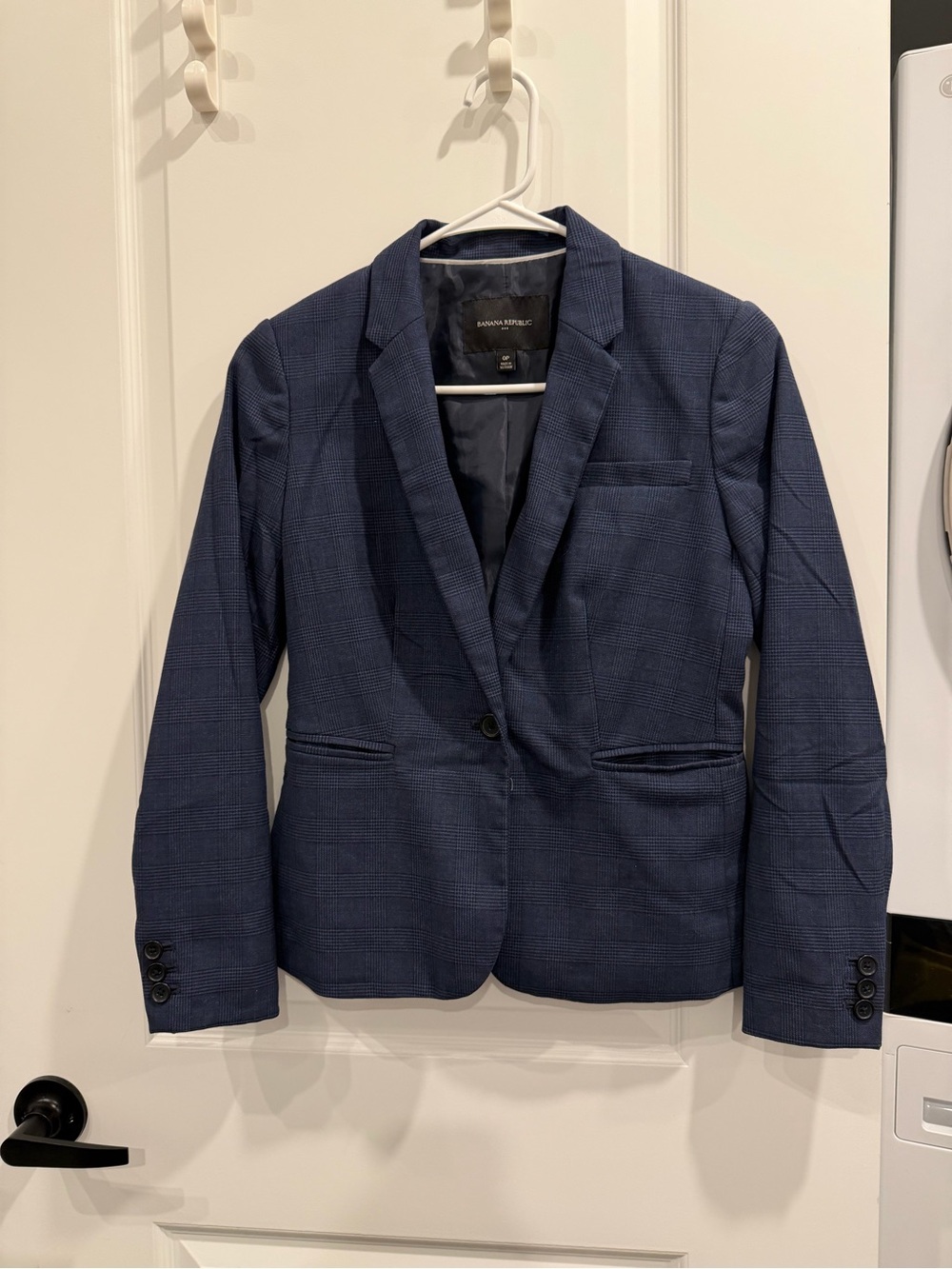 Banana Republic Navy Plaid Single-Button Women's Blazer